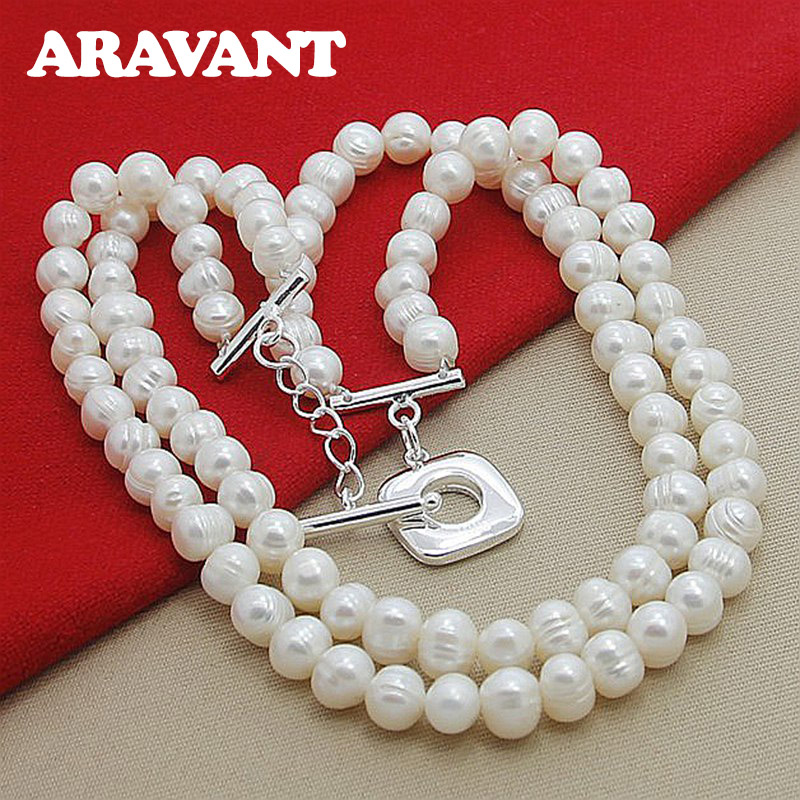 Aravant 925 Silver Double Laye - огляд і ціна Pearl Trim Chain