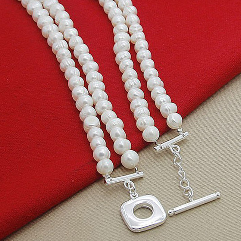 Aravant 925 Silver Double Laye - огляд і ціна Pearl Trim Chain