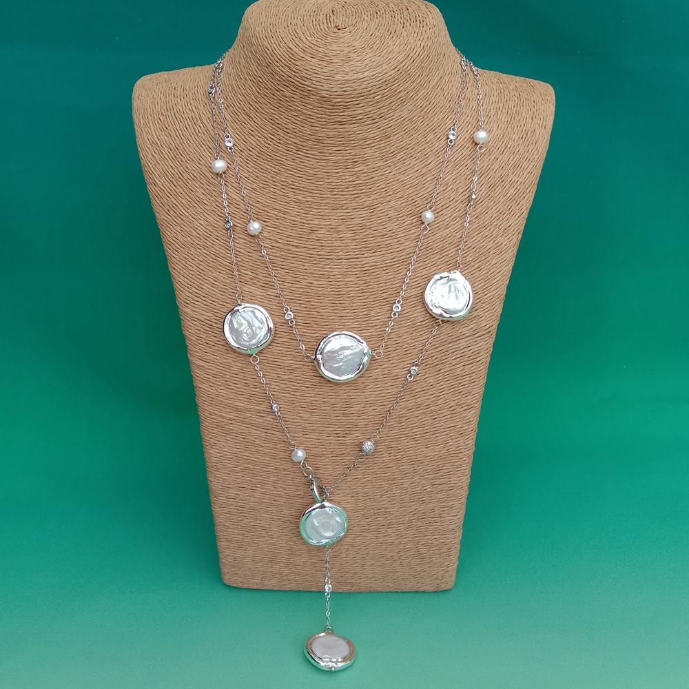 yygem 22mm Cultured White Coin - огляд і ціна Pearl Trim Chain
