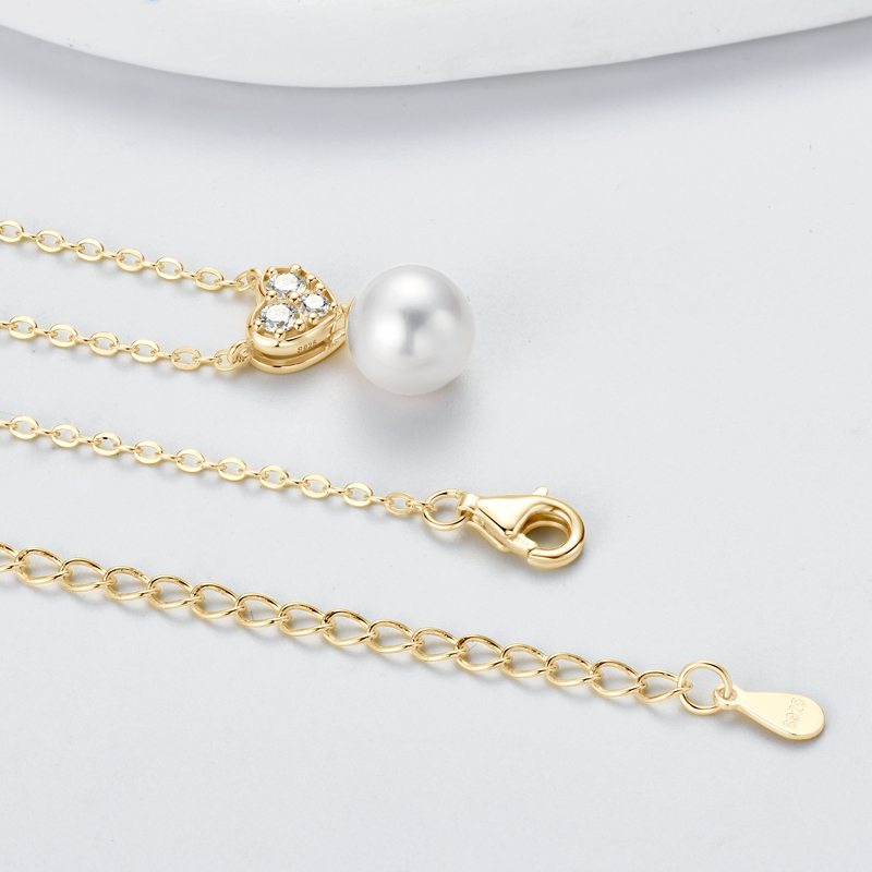 OXTAO Real 925 Silver Necklace - огляд і ціна Pearl Trim Chain